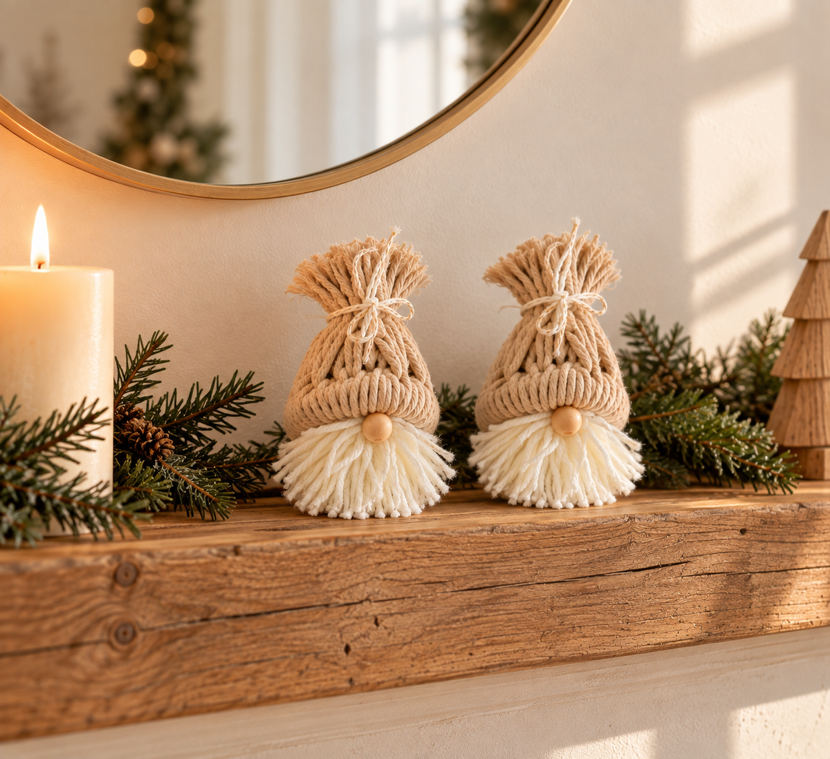 Gnome de Noël Fait Main - Décoration en Macramé