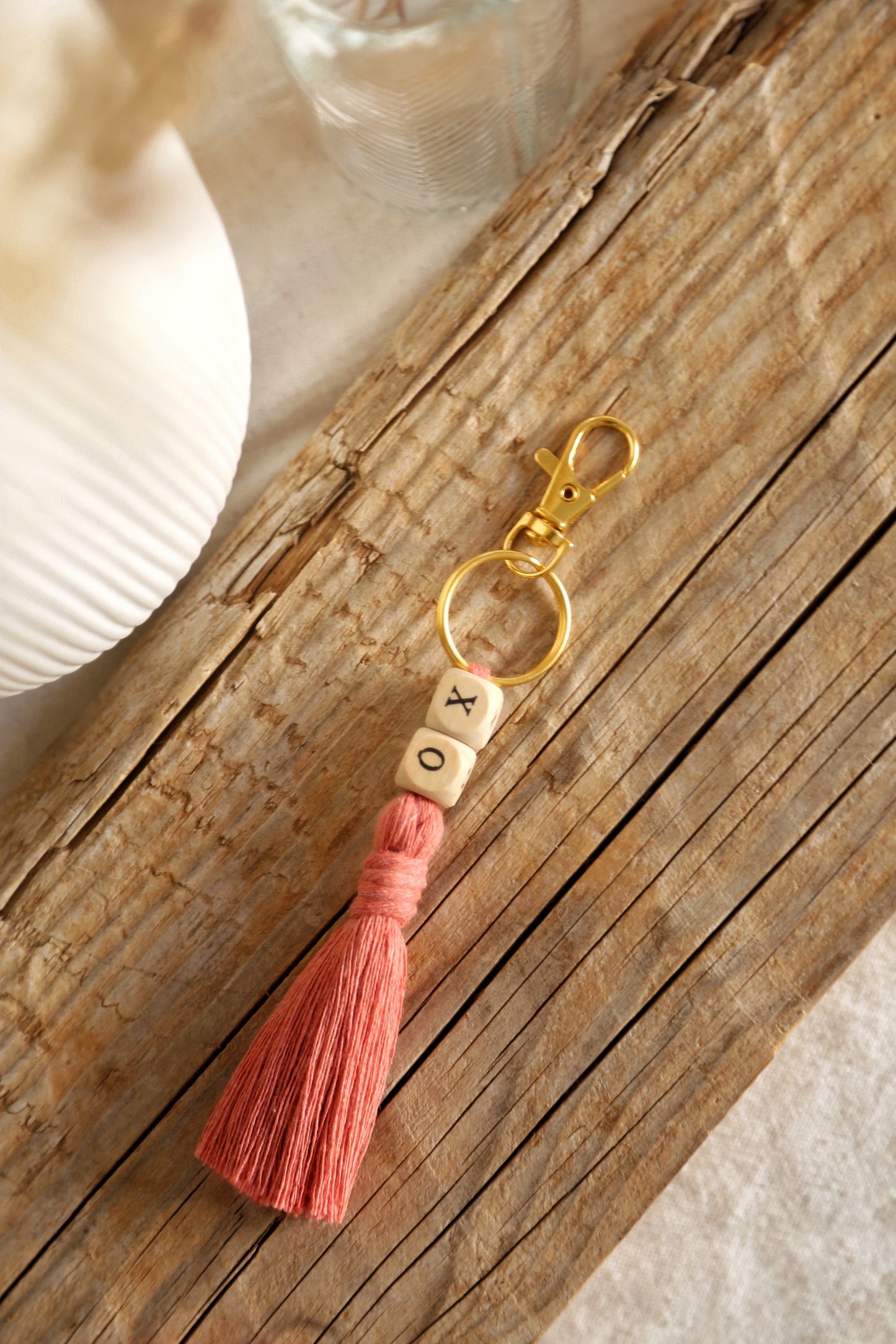 Porte-clés en macramé avec message d’amour