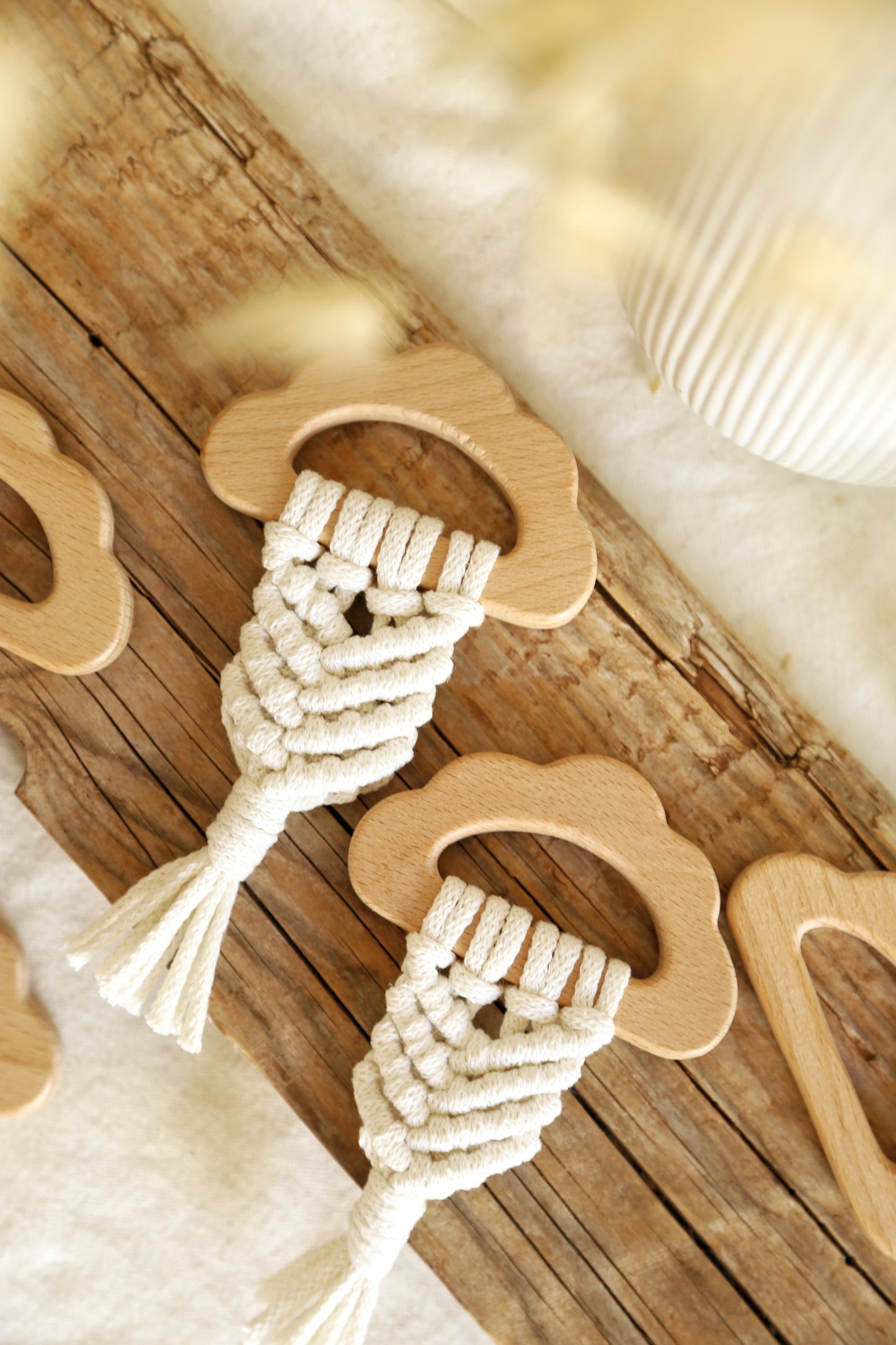 Anneau de dentition bébé en macramé – Forme Nuage