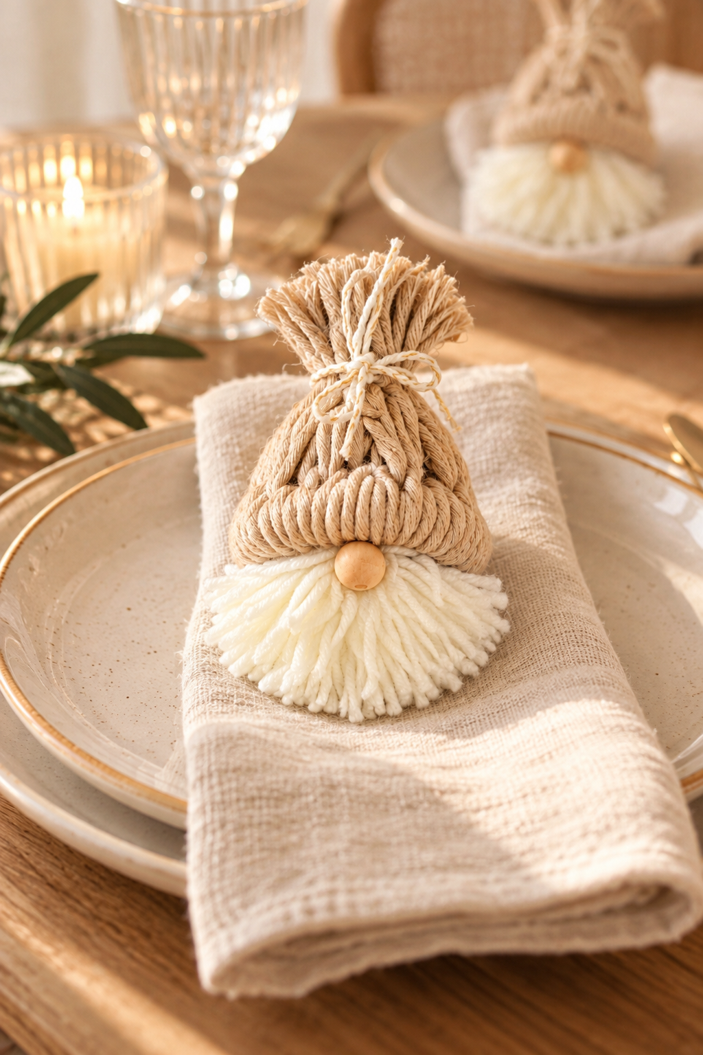 Gnome de Noël Fait Main - Décoration en Macramé