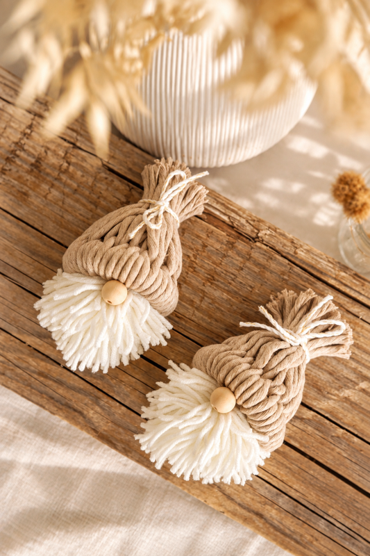 Gnome de Noël Fait Main - Décoration en Macramé