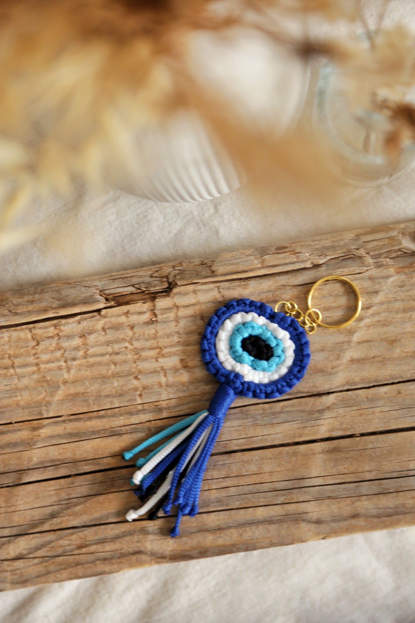 Porte-clé  Œil Protecteur en Macramé
