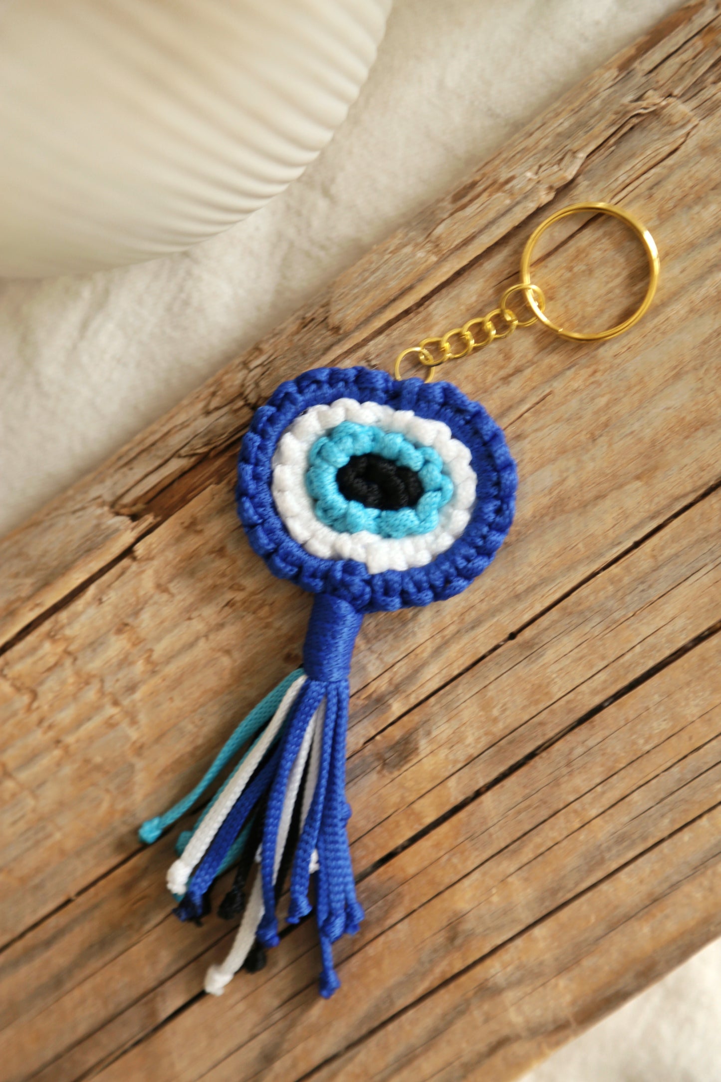 Porte-clé  Œil Protecteur en Macramé