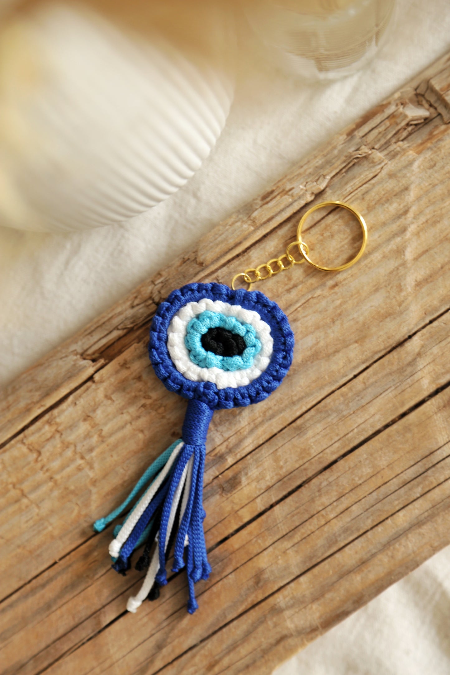 Porte-clé  Œil Protecteur en Macramé